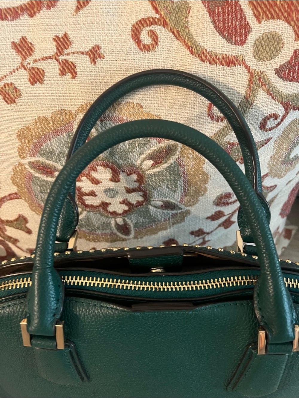 Michael Kors Green Studded Dome Satchel with Gold Hardware - Picture 2 of 6